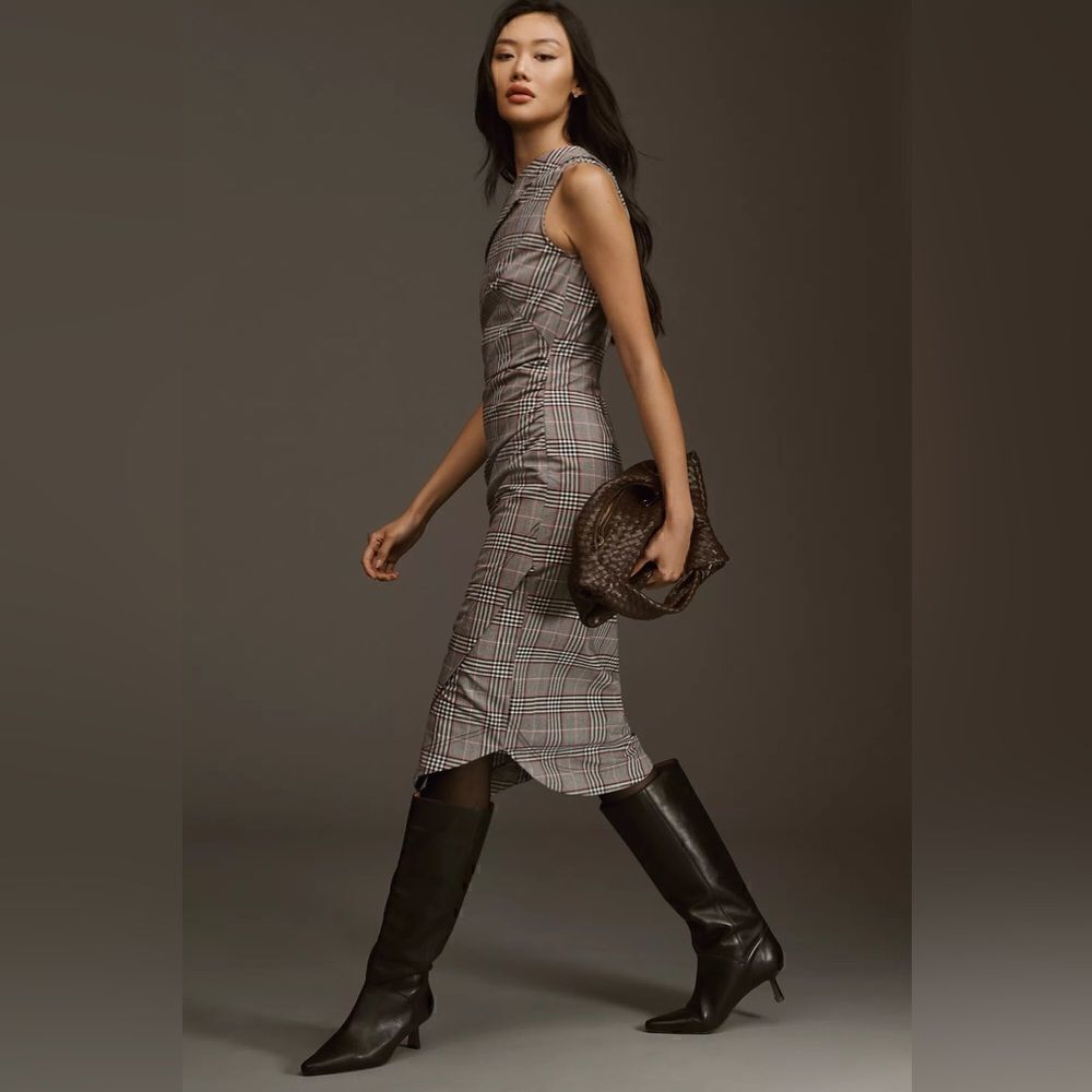 Anthropologie Maeve One-Shoulder Asymmetrical Slim Midi Dress Size 14